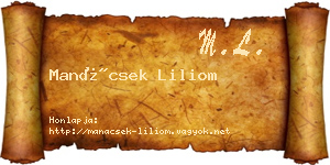 Manácsek Liliom névjegykártya